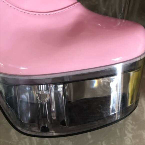 DOLLS KILL Sugar Thrillz pink patent leather Lucite heel boots - Picture 4 of 8